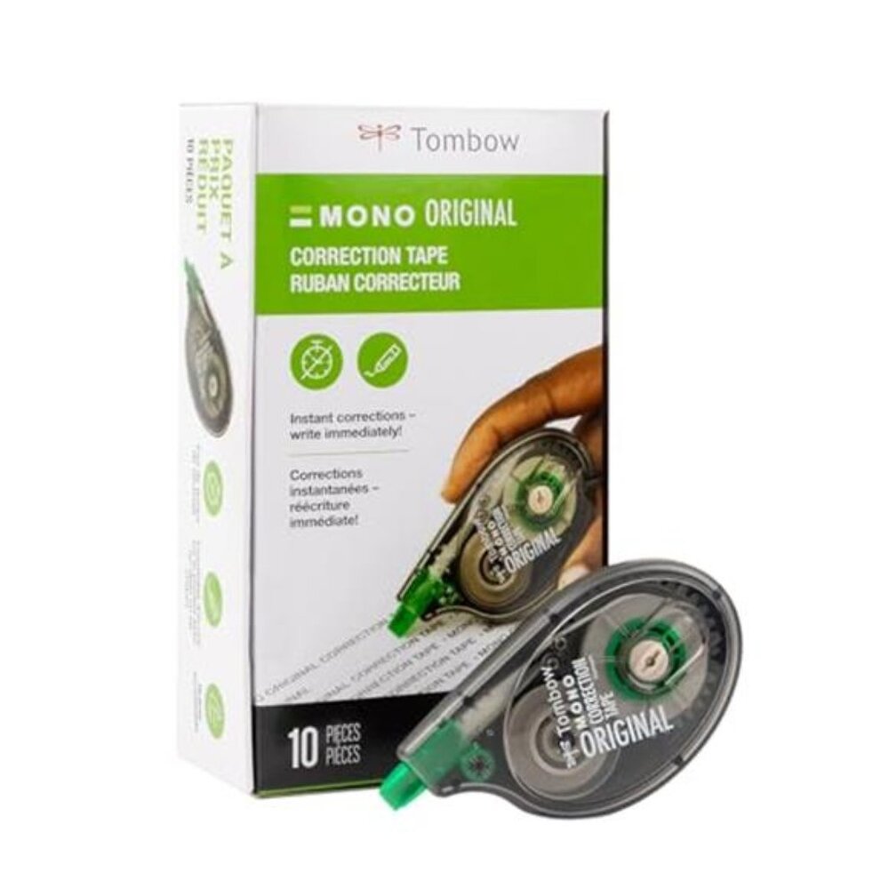 Tombow 68720 MONO Original Correction Tape, 10-Pack. Easy To Use Applicator for
